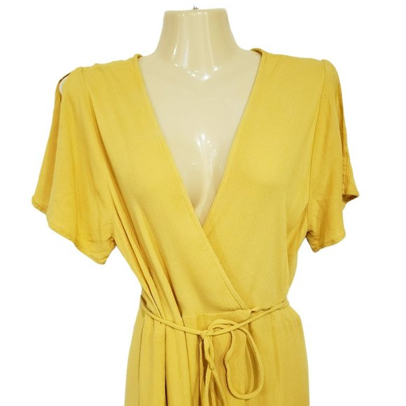 Lulus Much Obliged Golden Yellow Wrap Maxi Dress Women's Size M - Picture 6 of 14